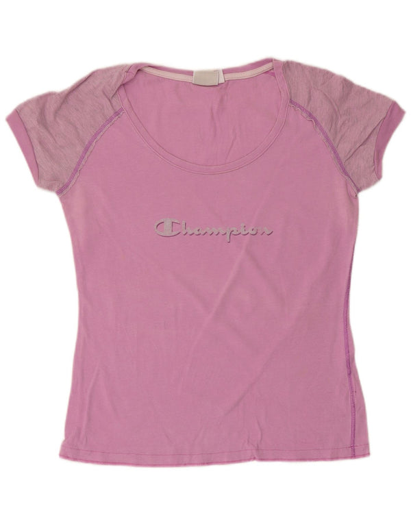 Champion Womens Graphic T-Shirt Top UK 12 Medium Pink