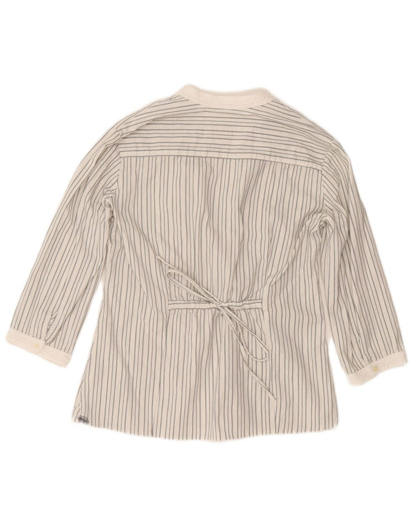 Marlboro Classics Womens 3/4 Sleeve Blouse Top EU 42 Large Grey Pinstripe