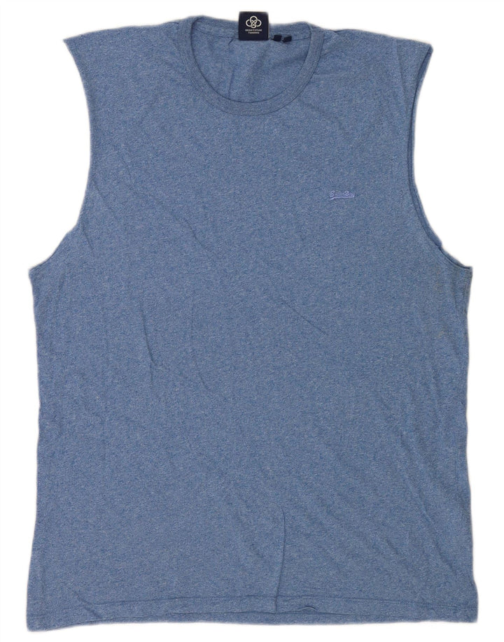 Superdry Mens Vest Top XL Blue Flecked Cotton