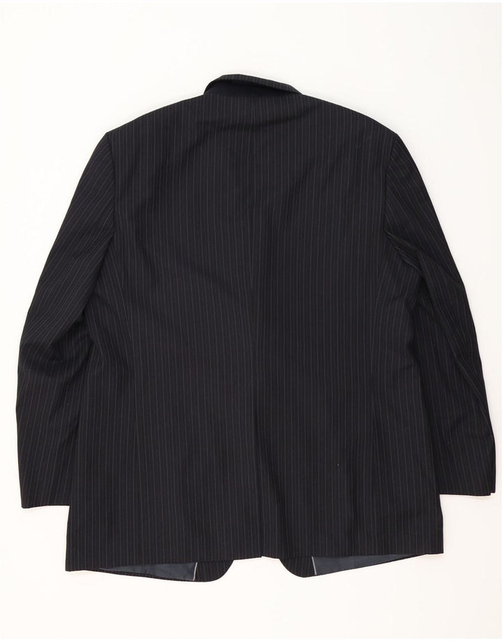 Marks & Spencer Mens 3 Button Blazer Jacket UK 48 2XL Navy Blue Pinstripe
