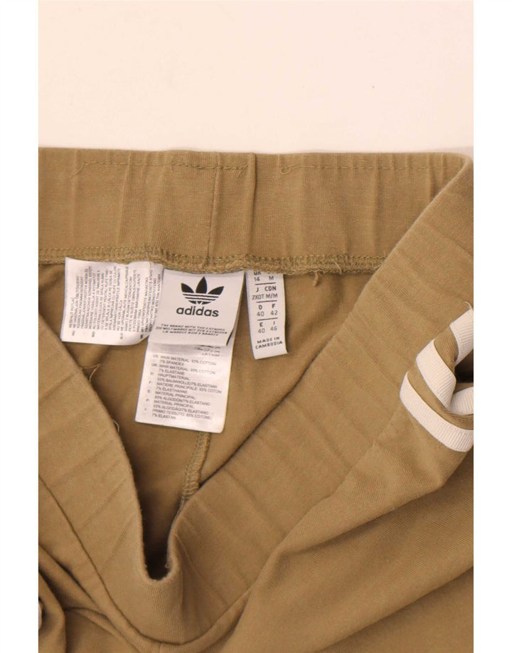 Adidas Womens Leggings UK 14 Medium Khaki Cotton