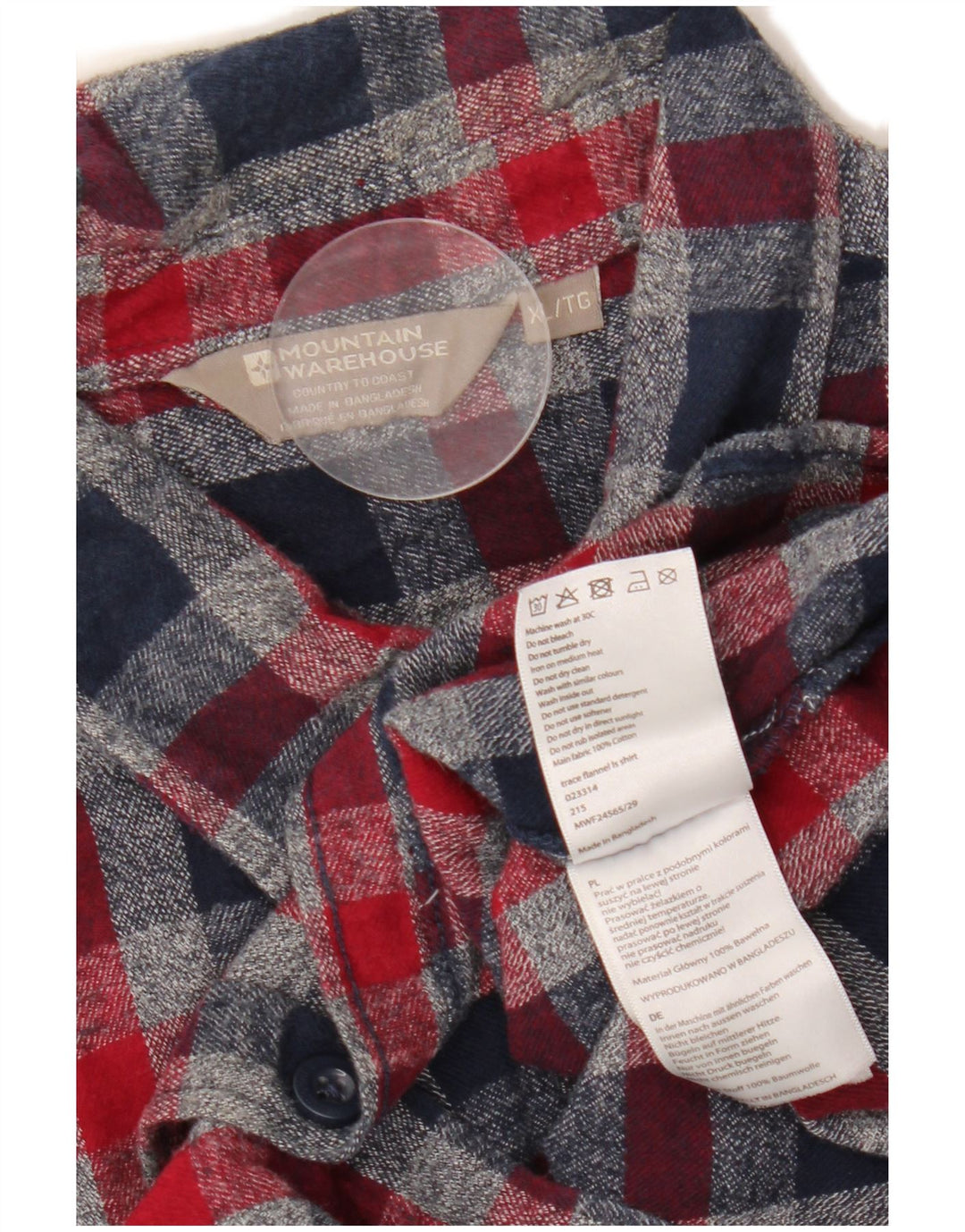 MOUNTAIN WAREHOUSE Mens Flannel Shirt XL Navy Blue Check Cotton