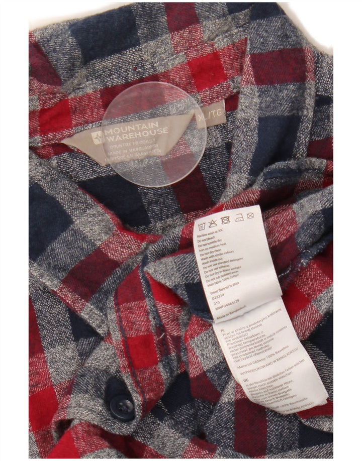 MOUNTAIN WAREHOUSE Mens Flannel Shirt XL Navy Blue Check Cotton