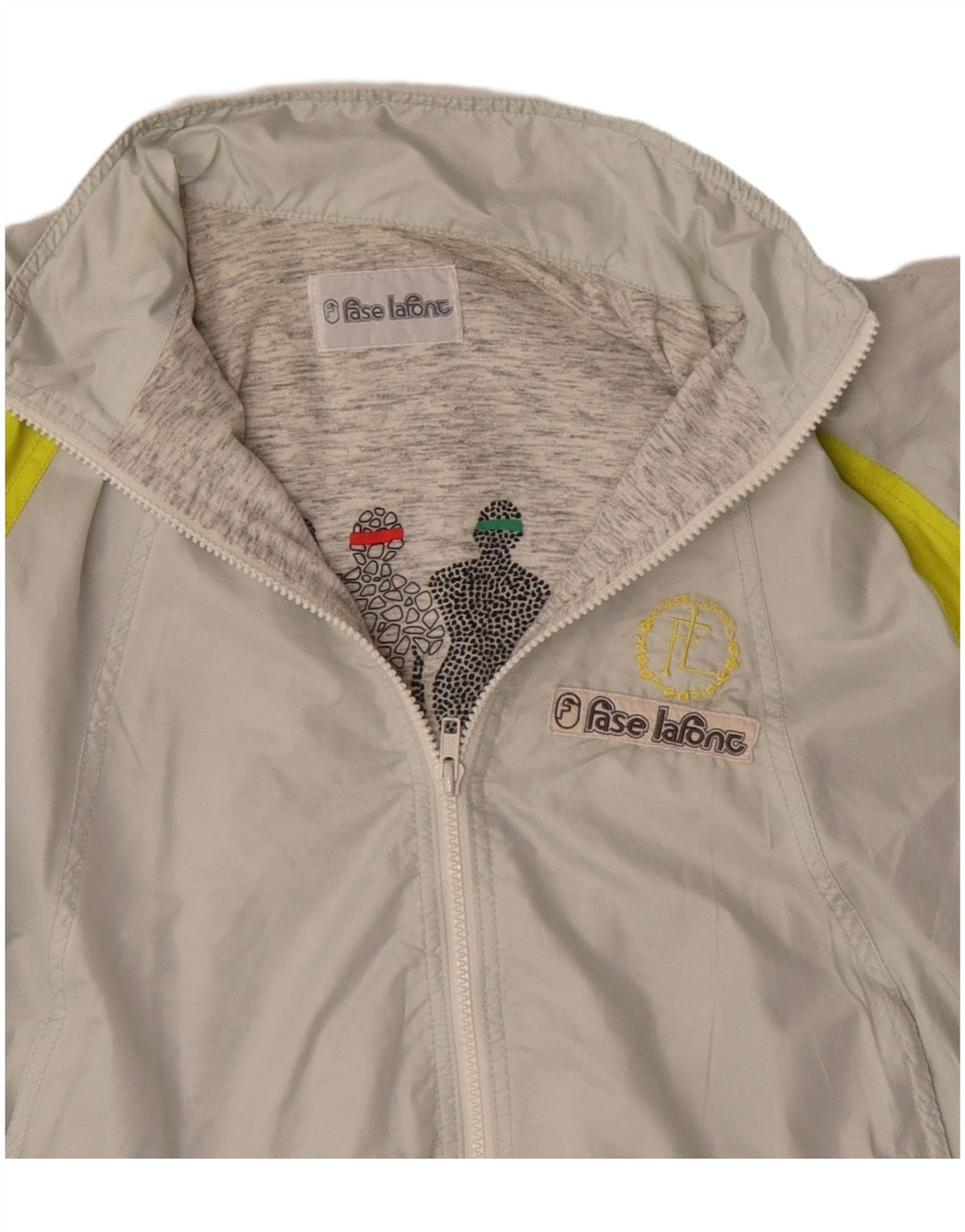 Vintage Womens Oversized Tracksuit Top Jacket UK 12 Medium Grey Colourblock