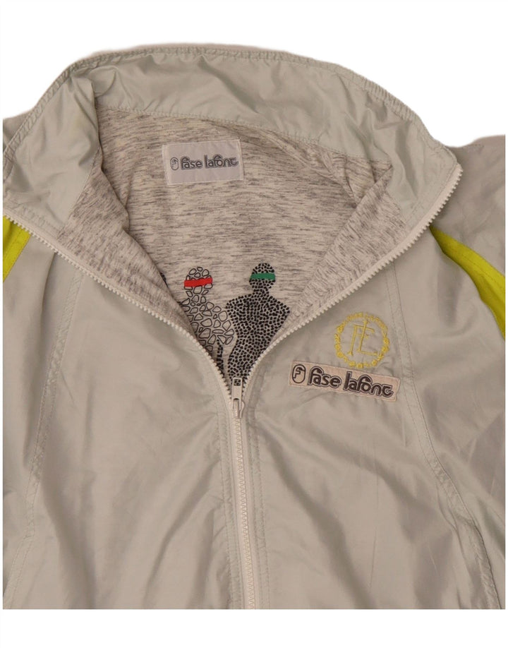 Vintage Womens Oversized Tracksuit Top Jacket UK 12 Medium Grey Colourblock