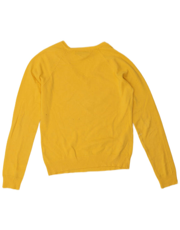 Zara Womens Crop V-Neck Jumper Sweater UK 12 Medium Yellow