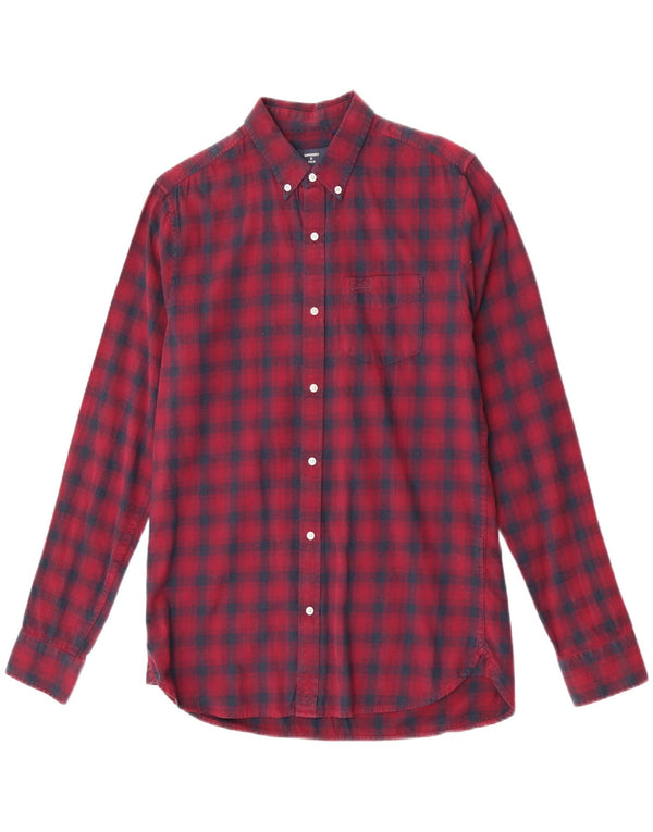 Superdry Mens Flannel Shirt Medium Burgundy Check Cotton