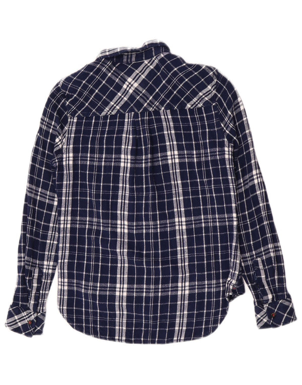 Tommy Hilfiger Girls Flannel Shirt 8-9 Years Small Navy Blue Check Viscose