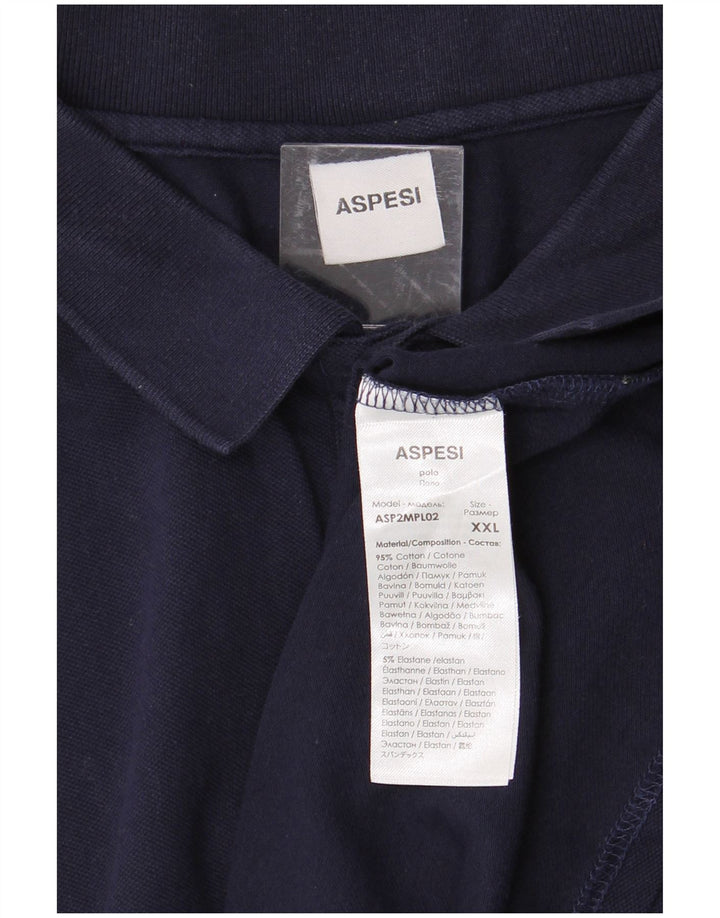 ASPESI Mens Polo Shirt 2XL Navy Blue Cotton