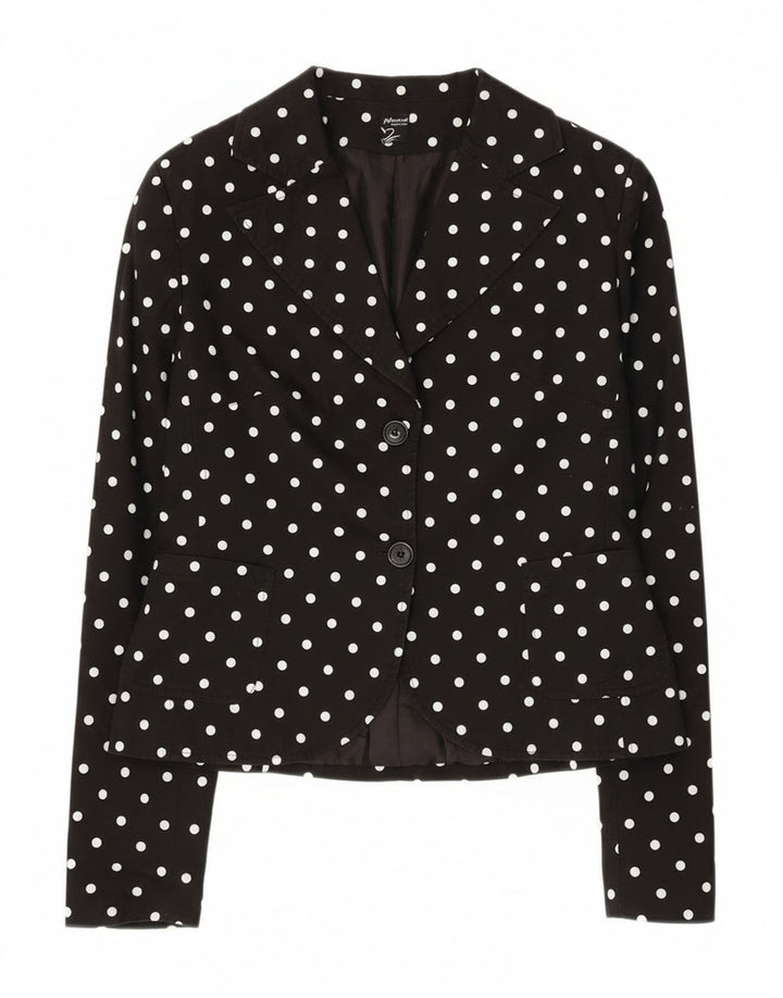 Phard Womens 2 Button Blazer Jacket UK 12 Medium Black Polka Dot Cotton