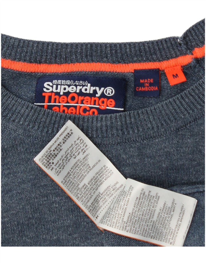 Superdry Womens Boat Neck Jumper Sweater UK 14 Medium Blue Cotton