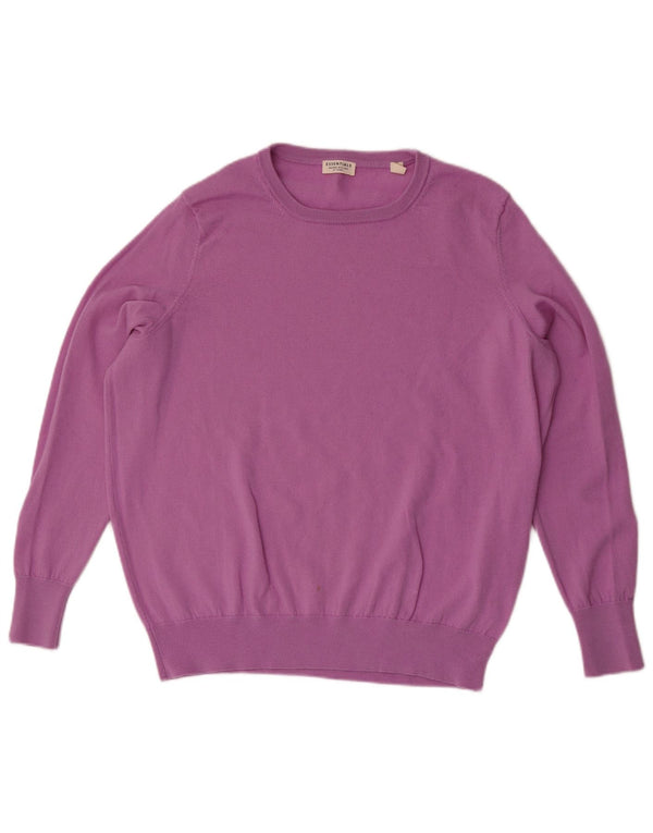 Essentials Mens Crew Neck Jumper Sweater EU 48/50 Medium Purple Merino Wool