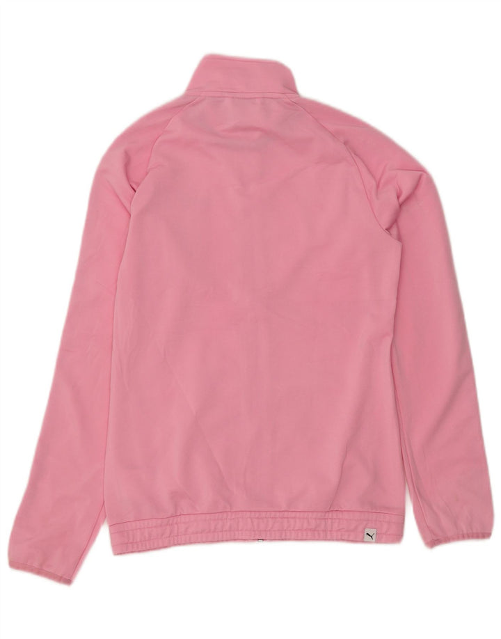 PUMA Girls Tracksuit Top Jacket 13-14 Years Pink Colourblock Polyester