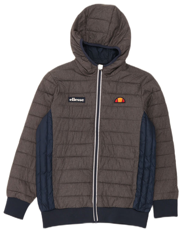 Ellesse Boys Hooded Padded Jacket 12-13 Years Grey Colourblock Nylon