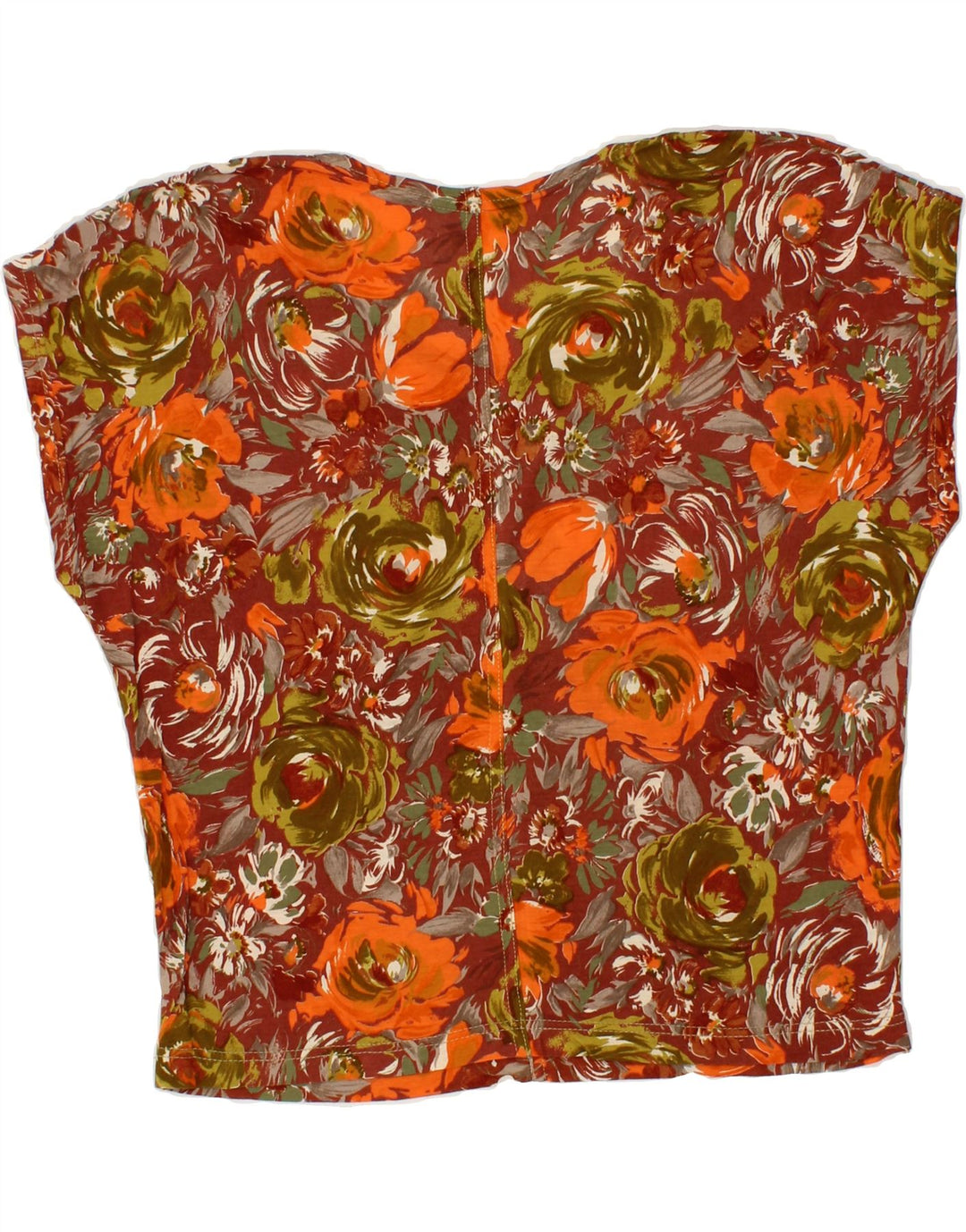 VINTAGE Womens Crop Blouse Top UK 14 Medium Red Floral Vintage Vintage and Second-Hand Vintage from Messina Hembry 