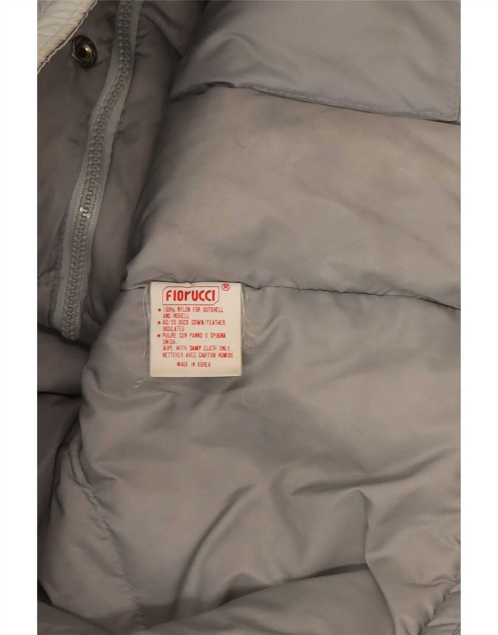 Fiorucci Mens Hooded Padded Jacket UK 38 Medium Grey Colourblock Nylon