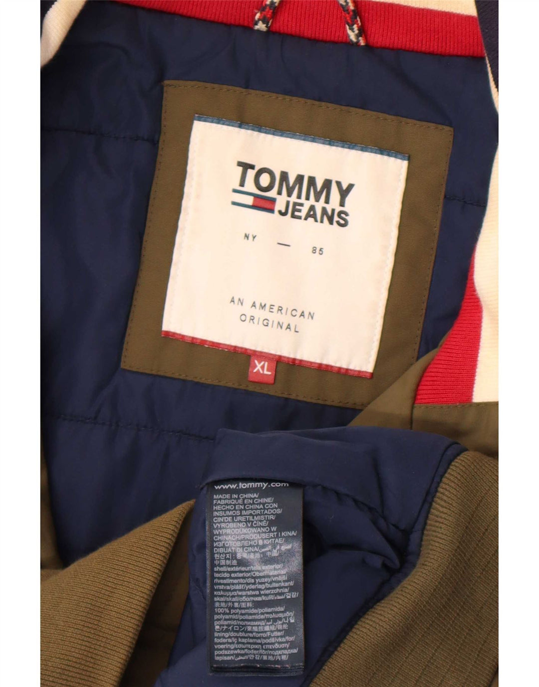 Tommy Hilfiger Mens Bomber Jacket UK 42 XL Khaki Polyamide