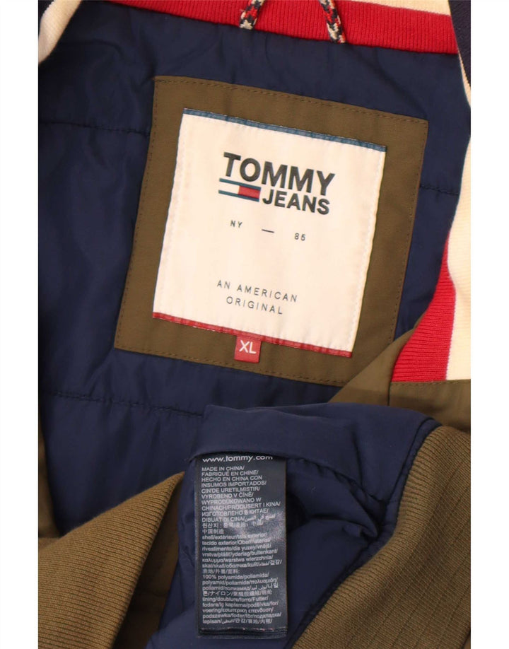 Tommy Hilfiger Mens Bomber Jacket UK 42 XL Khaki Polyamide