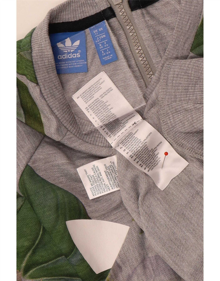 Adidas Womens Graphic Oversized Sweatshirt Jumper UK 12 Medium Grey Floral