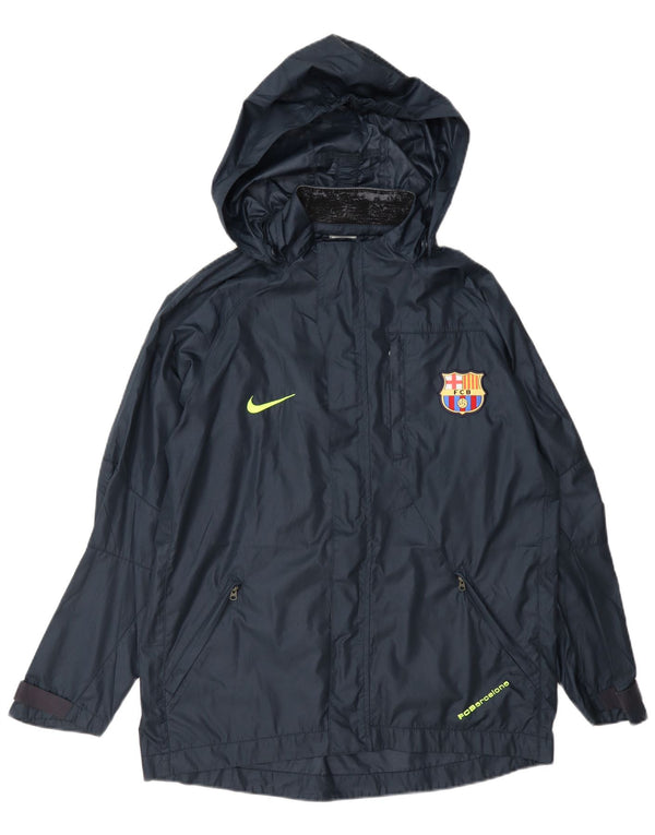 Nike Boys Barcelona Hooded Rain Jacket 13-14 Years XL Navy Blue Polyester
