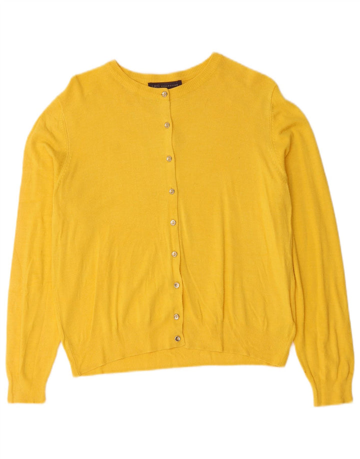 Marks & Spencer Womens Cardigan Sweater UK 14 Medium Yellow Viscose