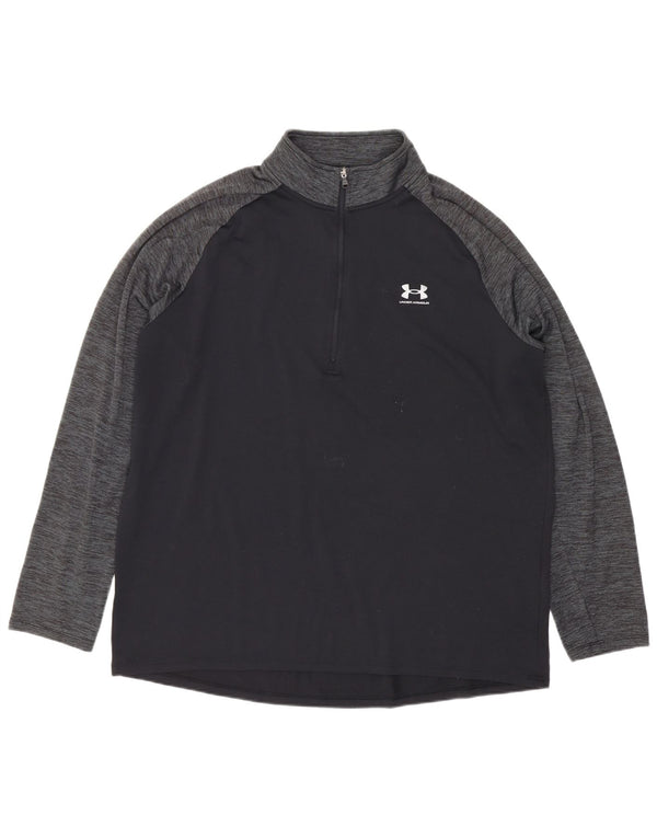 Under Armour Mens Zip Neck Graphic Top Long Sleeve Large Black Sports