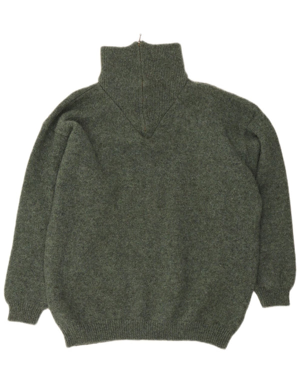 Vintage Mens Zip Neck Jumper Sweater XL Khaki Virgin Wool