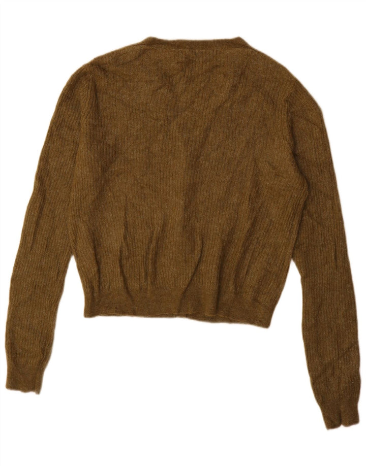 Zara Womens Cardigan Sweater UK 16 Large Khaki Polyamide
