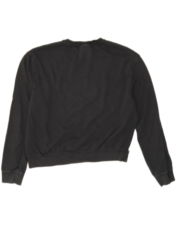 Nike Womens Crop Graphic Sweatshirt Jumper UK 14 Medium Black Colourblock