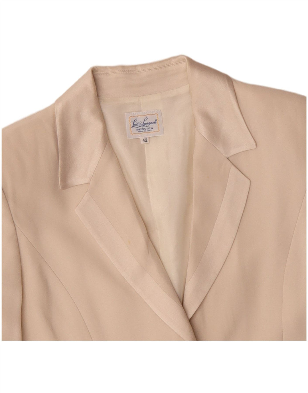 LUISA SPAGNOLI Womens 3 Button Blazer Jacket IT 42 Medium Beige Acetate
