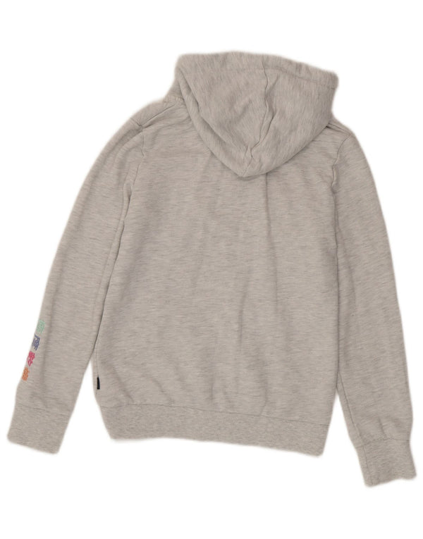 Superdry Womens Graphic Hoodie Jumper UK 10 Small  Grey Flecked Cotton