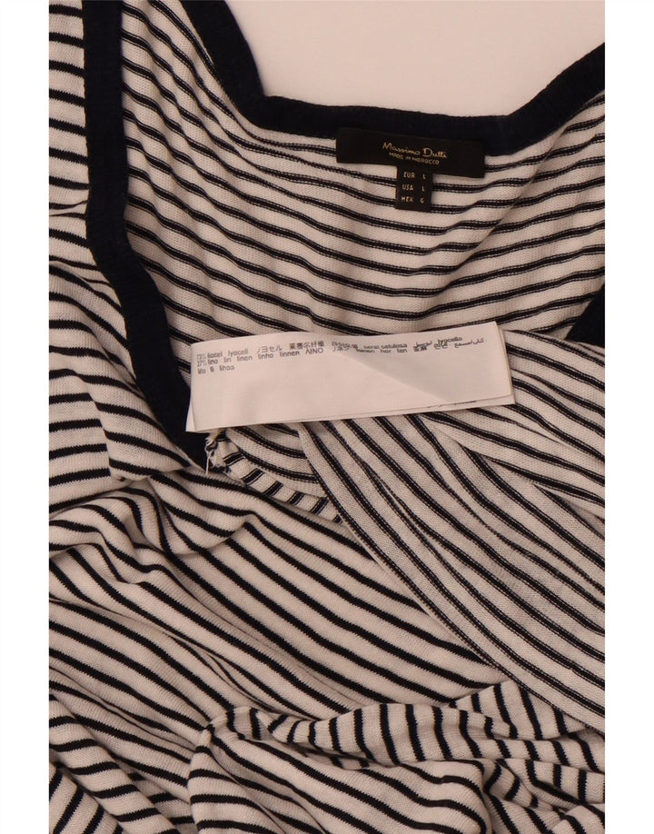 MASSIMO DUTTI Womens Sleeveless Maxi Dress UK 14 Large White Striped