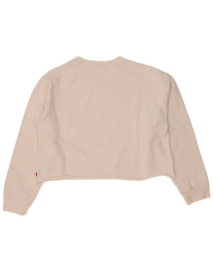 Levi's Womens Oversized Crop Graphic Sweatshirt Jumper UK 10 Small White