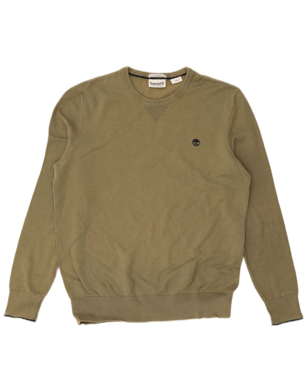 Timberland Mens Crew Neck Jumper Sweater Medium Khaki Cotton