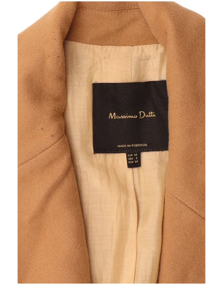 Massimo Dutti Womens Overcoat EU 34 2XS Beige Wool