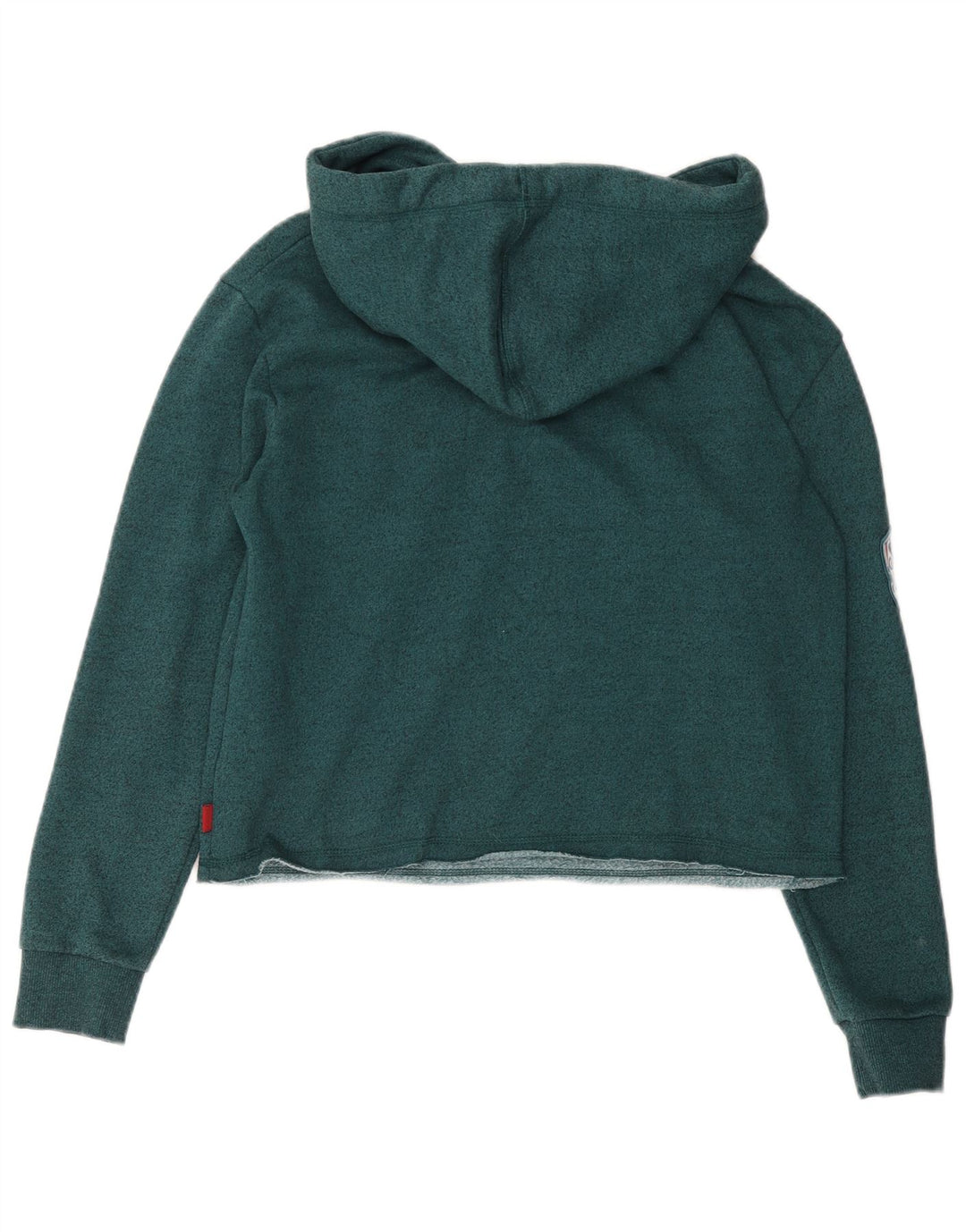 SUPERDRY Womens Oversized Crop Graphic Hoodie Jumper UK 10 Small  Green