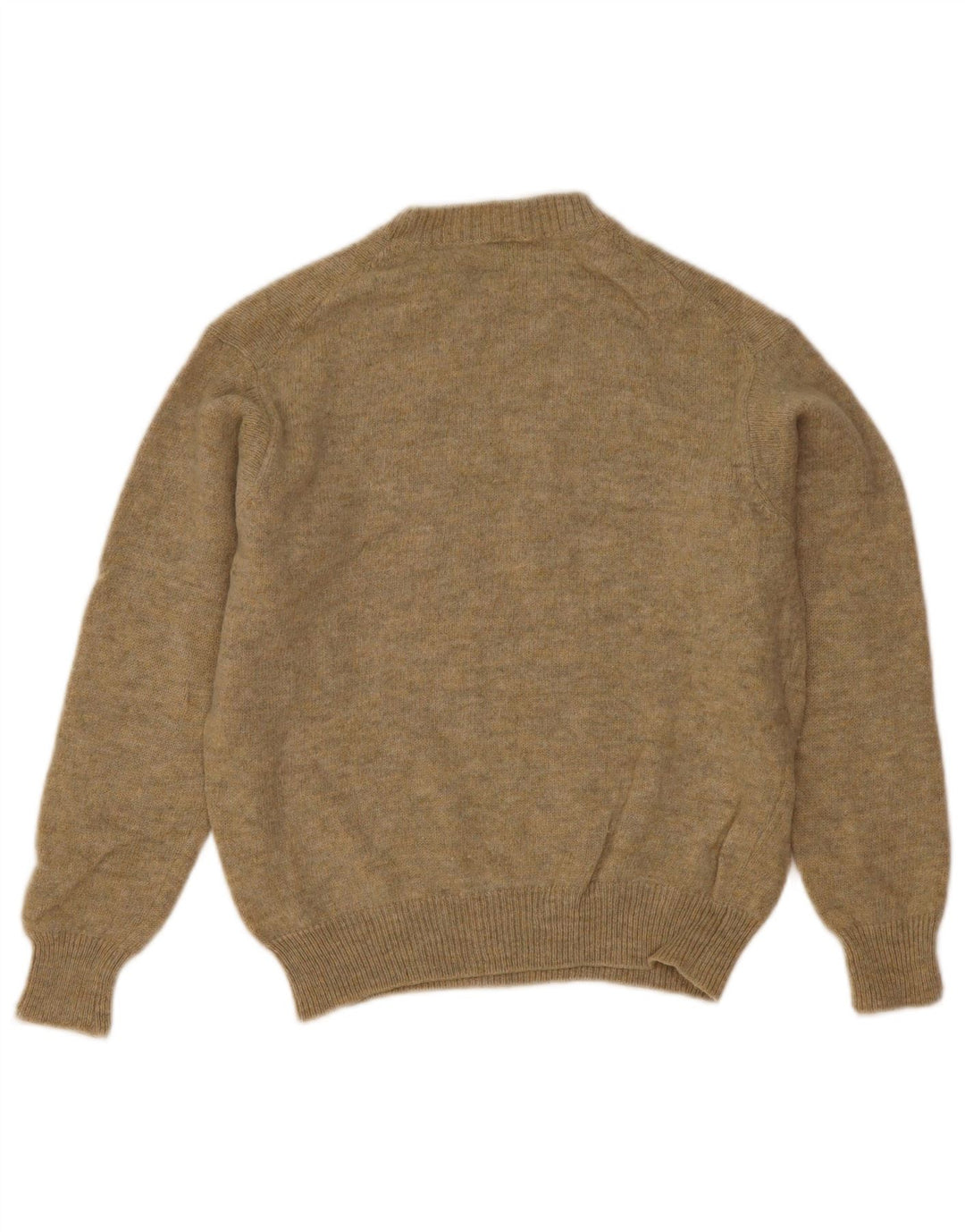 Benetton Womens Crew Neck Jumper Sweater UK 14 Medium Khaki Wool