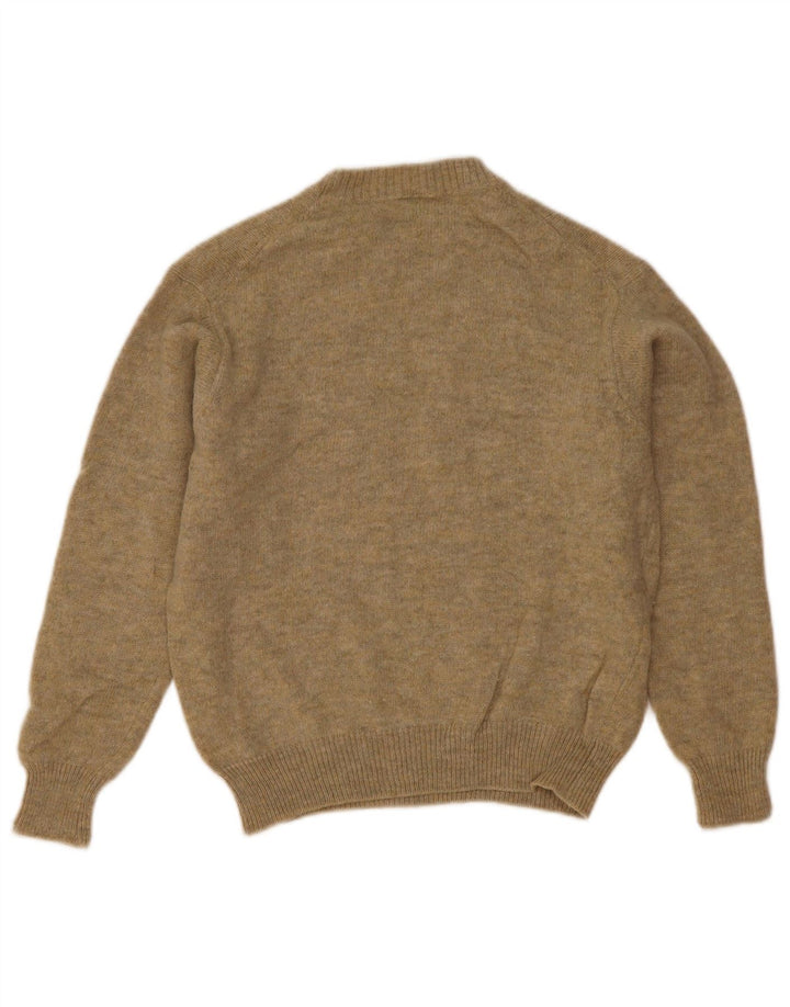 Benetton Womens Crew Neck Jumper Sweater UK 14 Medium Khaki Wool