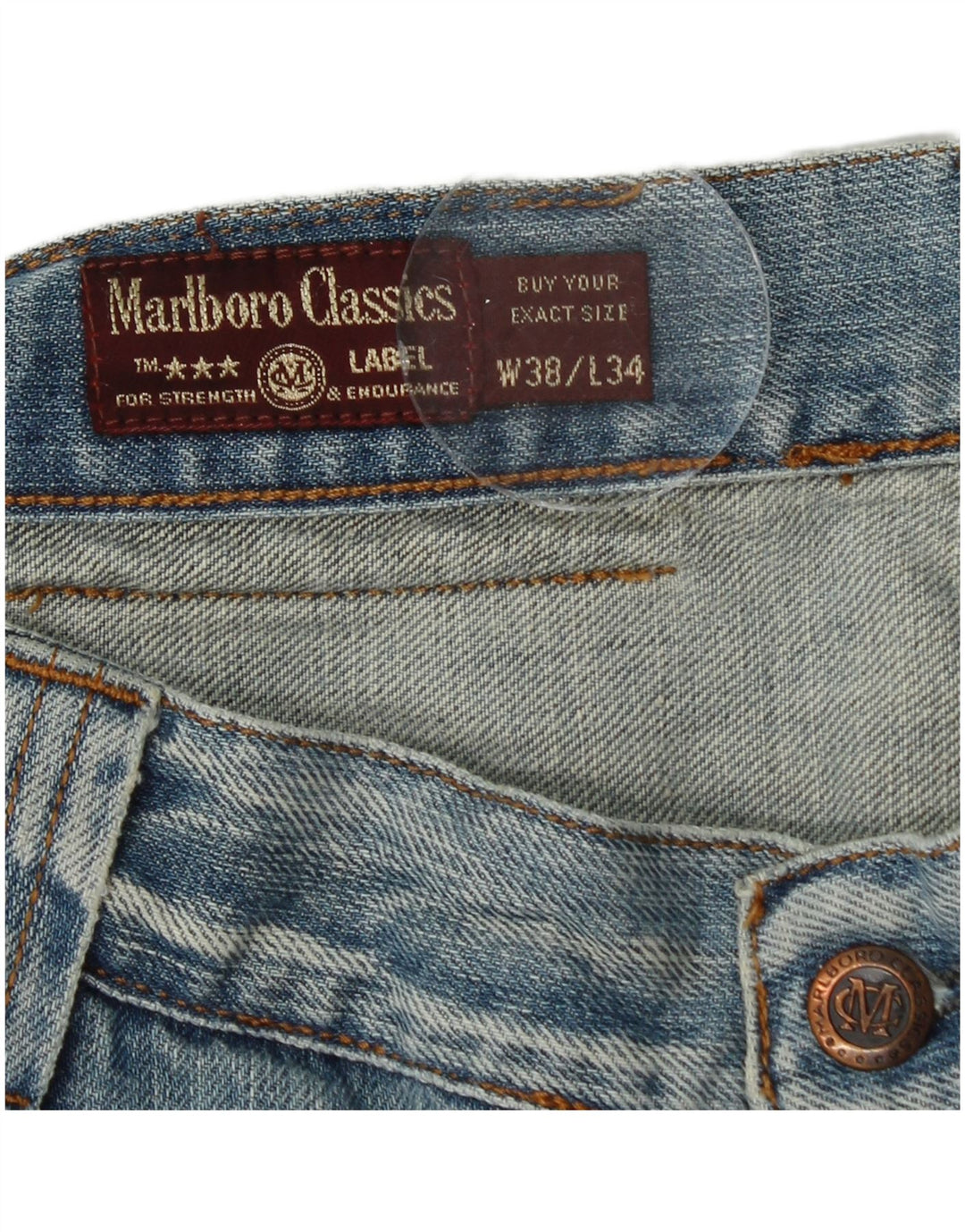 Marlboro Classics Mens Straight Jeans W38 L34 Blue Cotton