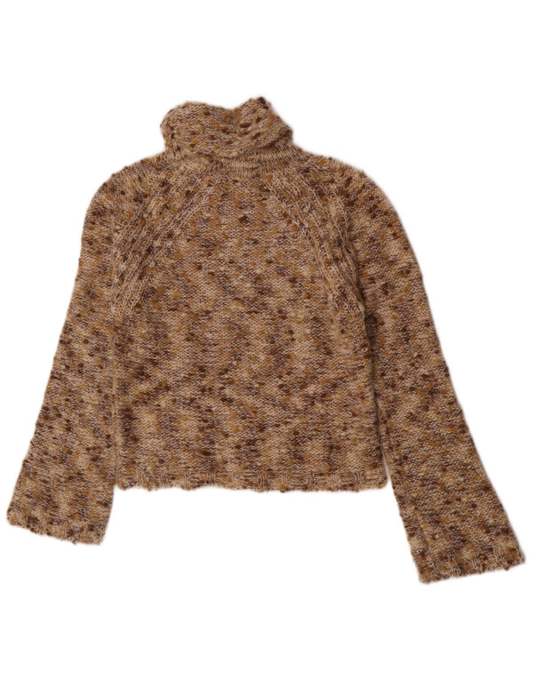 Miss Sixty Womens Crop Roll Neck Jumper Sweater UK 14 Large Brown Flecked