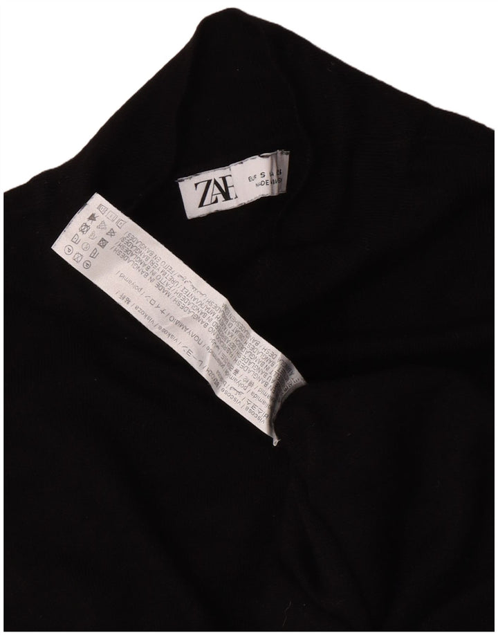 Zara Womens Turtle Neck Jumper Sweater UK 10 Small Black Viscose