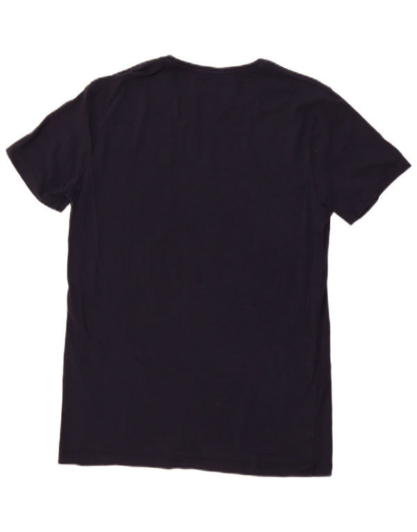 ZARA Mens Super Slim Fit T-Shirt Top Large Navy Blue Cotton
