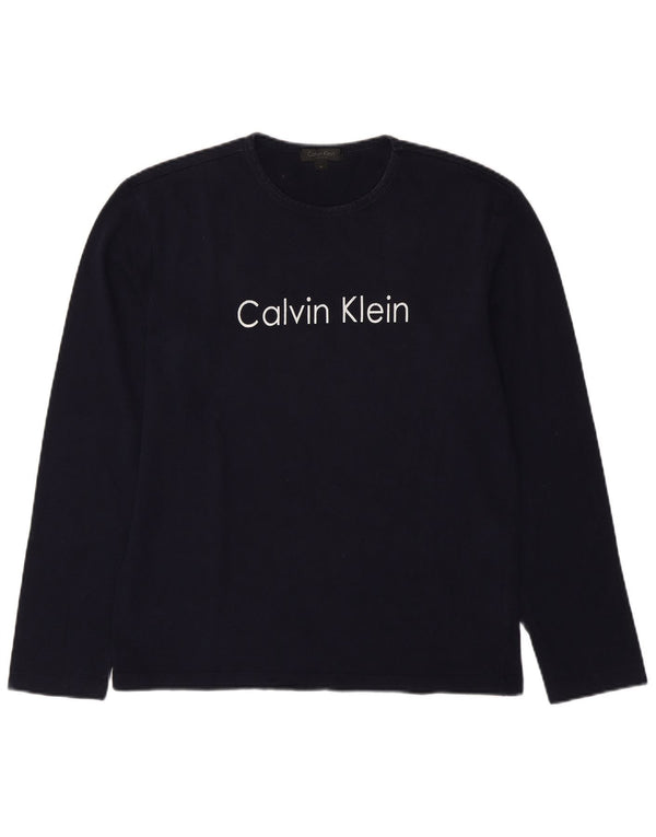 Calvin Klein Mens Graphic Top Long Sleeve Medium Navy Blue Cotton