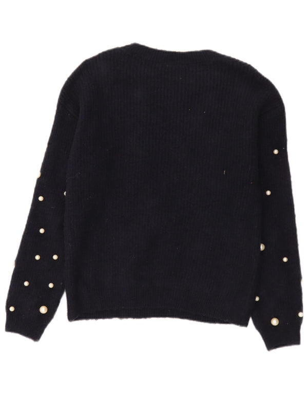 Marks & Spencer Womens Boat Neck Jumper Sweater UK 8 Small Navy Blue