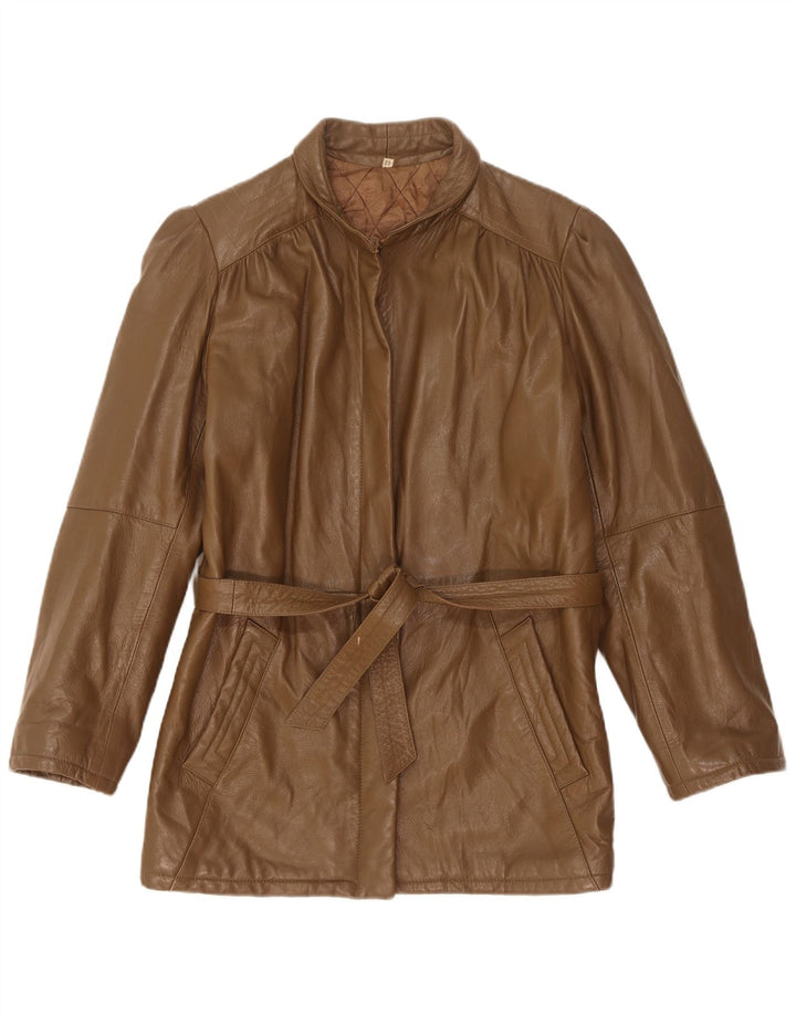 Vintage Womens Leather Jacket IT 42 Medium Khaki