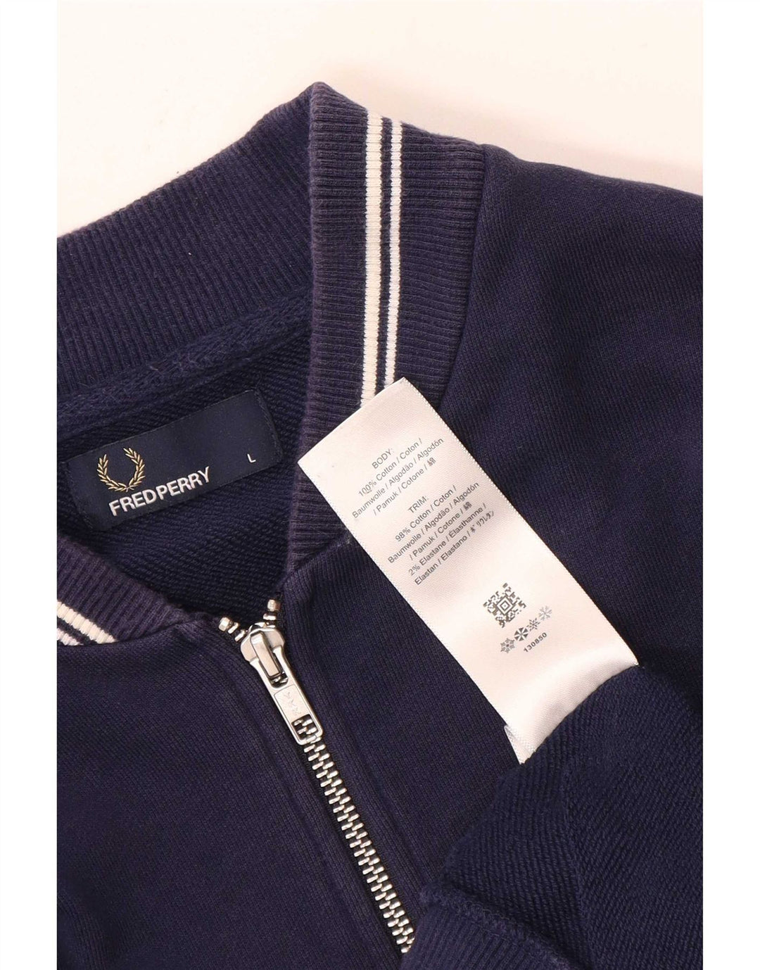 Fred Perry Mens Tracksuit Top Jacket Large Navy Blue Cotton