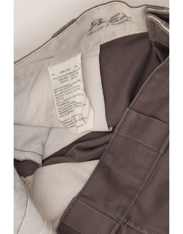 Dickies Mens Straight Chino Trousers W34 L34 Grey Polyester