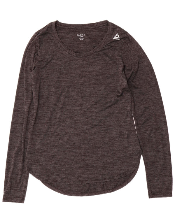 REEBOK Womens Top Long Sleeve UK 10 Small Grey Flecked Polyester