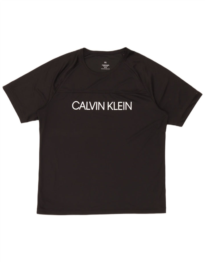 Calvin Klein Mens Performance Graphic T-Shirt Top XL Black Polyester
