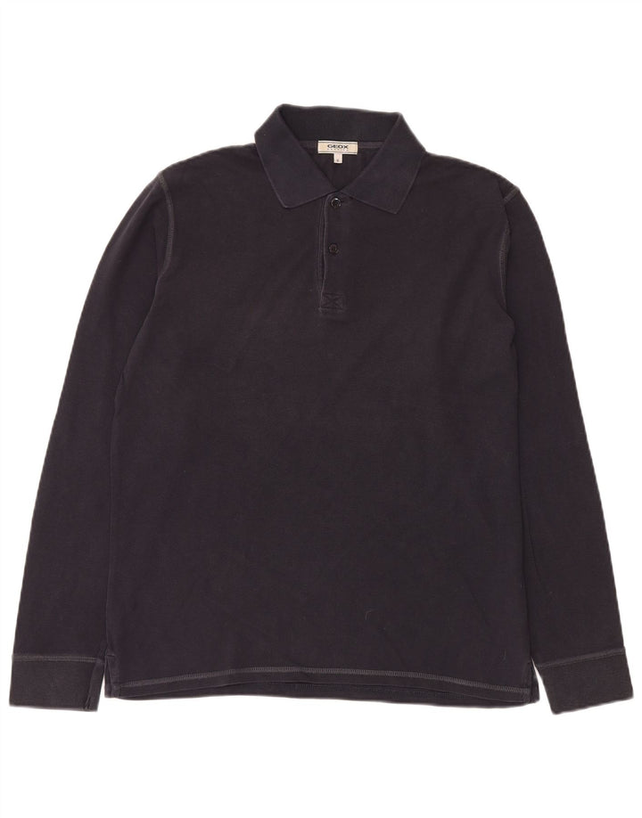 GEOX Mens Respira Long Sleeve Polo Shirt Medium Navy Blue